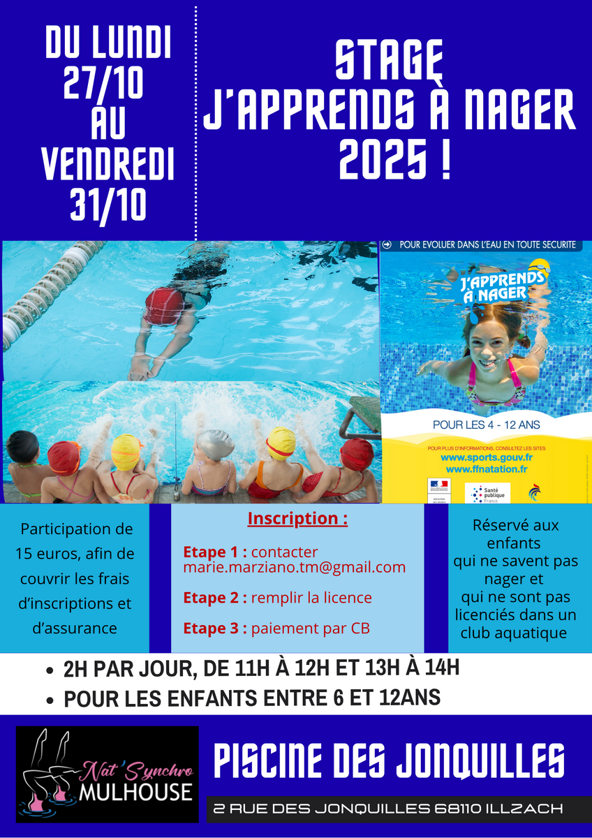 🏊♀️ Stage “J’apprends à nager” – Vacances de la Toussaint 2025 !